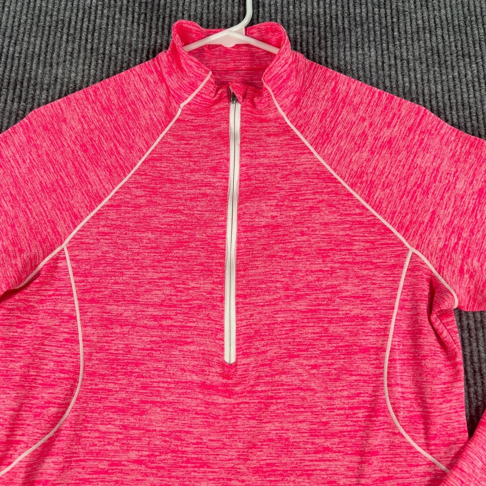 Under Armour Shirt Womens Medium Pink Long Sleeve Heat Gear Semi Fitted 1/4 Zip